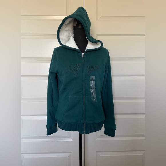 Tommy Hilfiger Women's Plush Lined Full Zip Hoodie Sweatshirt Green Size Medium - Picture 1 of 12